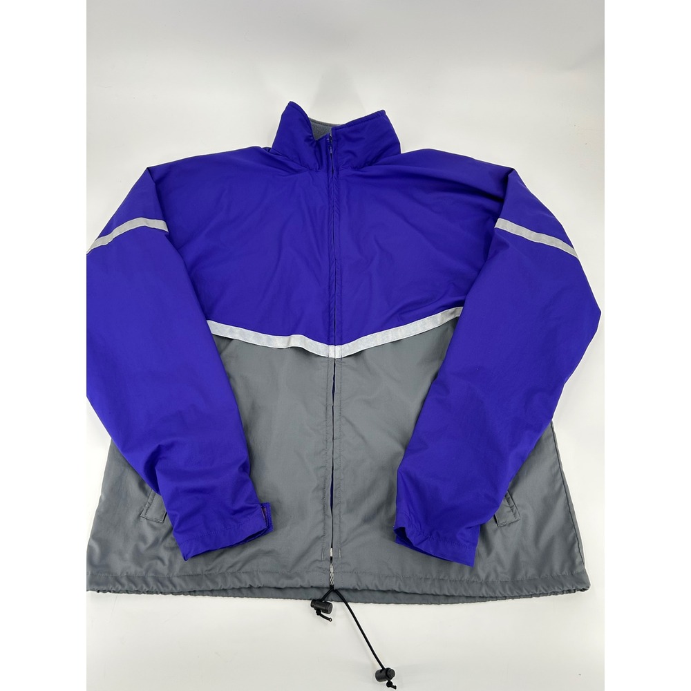 LL Bean Mens Tall Large Windbreaker Jacket Purple Grey Colorblock Full Zip K384